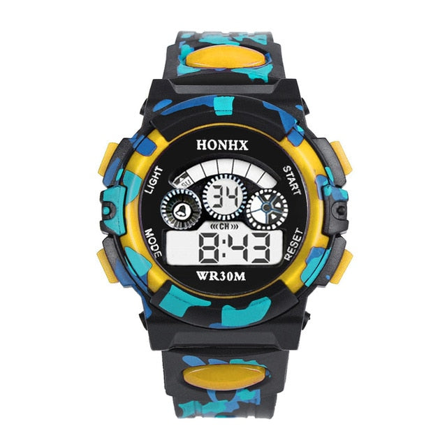 Blue black camouflage children's watch