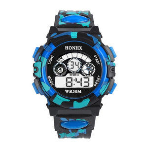 Sporty children's watch with camouflage